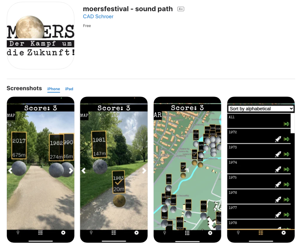 Moers Festival sound path app screen shot